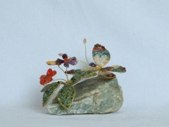 Schmetterling mit Blume (± 11 cm) mit Karneol, Amethyst, Jaspis